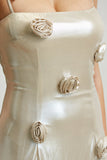 Silver Metallic Long Dress Close View
