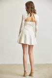 Pearl Tear Drop Blossom  Long Sleeves Lace Dress