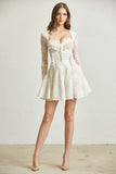 Pearl Tear Drop Blossom  Long Sleeves Lace Dress