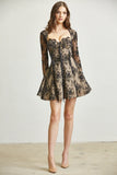 Pearl Tear Drop Blossom  Long Sleeves Lace Dress