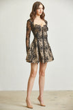 Pearl Tear Drop Blossom  Long Sleeves Lace Dress