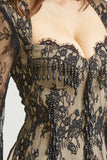 Pearl Tear Drop Blossom  Long Sleeves Lace Dress