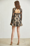 Pearl Tear Drop Blossom  Long Sleeves Lace Dress