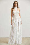 Daisy Embroidered Lace Fabric with Ruffled Skirt Dress