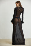 Sheer Maxi Dress Black Color Back View