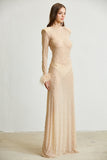 Sheer Maxi Dress Nude Color Side View