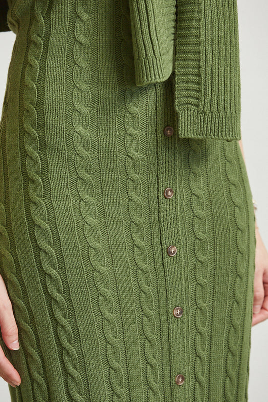 Green Sleeveless Knit Dress Close View