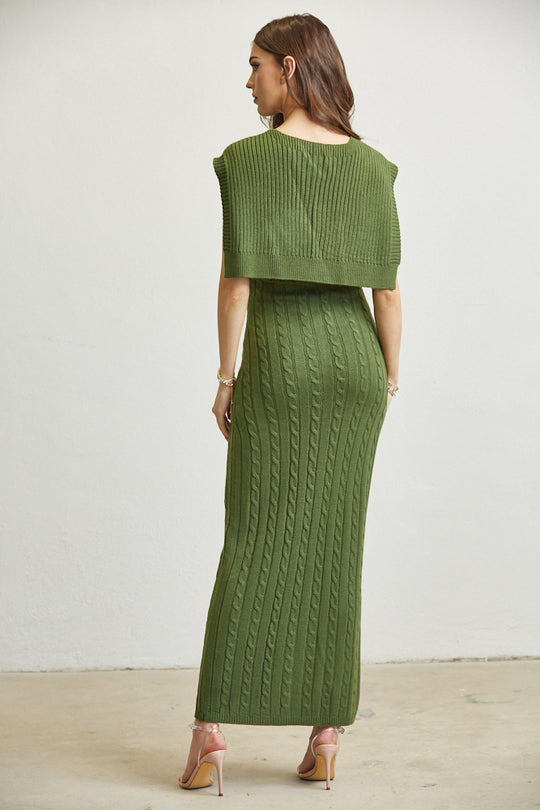 Green Sleeveless Knit Dress Back View