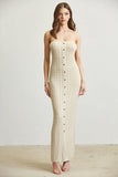 Beige Sleeveless Knit Dress (without shawl) Front View
