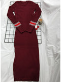 Women Elegant Long Sleeve Bodycon Midi Dress | Slim Fit Mid-Calf Knit Dress for Casual & Party Wear