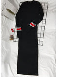 Women Elegant Long Sleeve Bodycon Midi Dress | Slim Fit Mid-Calf Knit Dress for Casual & Party Wear