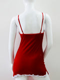 Red Velvet Christmas Lingerie Dress – Sexy Santa Nightwear with Lace Trim & Bow