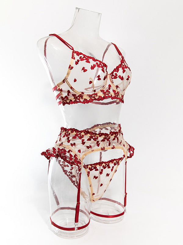Women Sexy Lace Bra & Garter Set Lingerie | Floral Embroidered Push-Up Women Sexy Lace Bra & Garter Set Lingerie | Floral Embroidered Push-Up