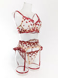 Women Sexy Lace Bra & Garter Set Lingerie | Floral Embroidered Push-Up Bra with Matching Panty & Adjustable Garter Straps