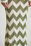 Long Sleeve Bodycon Knit Dress Close View - Green & White
