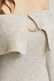 Off Shoulder Knit Maxi Dress Close View - Gray