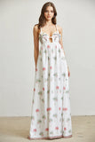 Pamila Dress - Palm Tree Pattern Embroidery with Halter Neck