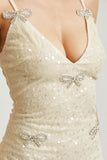 Maha Sequence Mini Dress with Crystal Bows