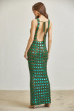 Sequin Crochet Maxi Dress – Low Back Elegance