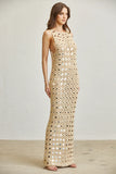 Sequin Crochet Maxi Dress – Low Back Elegance