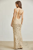 Sequin Crochet Maxi Dress – Low Back Elegance