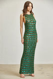 Sequin Crochet Maxi Dress – Low Back Elegance
