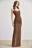 Amber Dune Gown - Rhinestone Mesh Maxi Dress