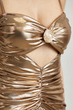 Gold Pleated Maxi Skirt Dress