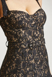 Midnight Bloom Lace Maxi Dress - Women’s Elegant Black Lace Maxi Dress with Tie Straps & Belt