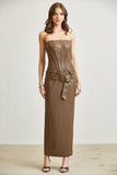 Brunlee Strapless Faux Leather Dress with Belt