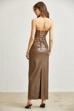 Brunlee Strapless Faux Leather Dress with Belt