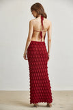 Knit Maxi Halter Dress- Backless Resort Summer Dress