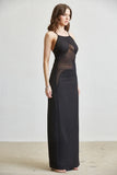 Spaghetti Strap Black Sheer Mesh Maxi