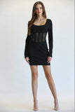 Long Sleeve Dresses Black Color by Rose Paulino Front Look