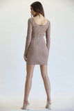 Long Sleeve Dresses Brown Color by Rose Paulino Back Look