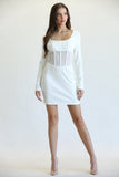 Long Sleeve Dresses White Color by Rose Paulino Front Look