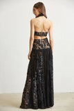 Daisy Embroidered Lace Fabric with Ruffled Skirt Dress