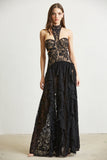 Daisy Embroidered Lace Fabric with Ruffled Skirt Dress