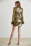 Glam Stripes Feather Cuff Dress