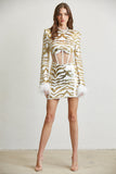 Glam Stripes Feather Cuff Dress