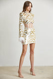 Glam Stripes Feather Cuff Dress