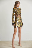Glam Stripes Feather Cuff Dress