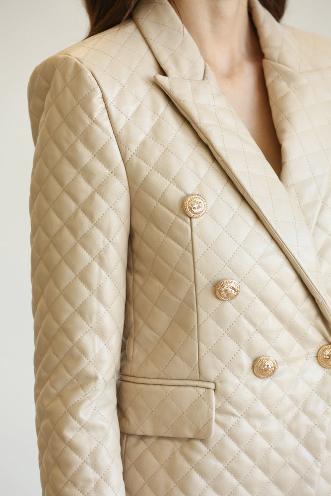 Alora Leather Quilted Coat