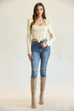 Long Sleeve Leather Top Front View