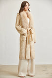 Cozy Faux Fur Trim Long Cable Knit Cardigan for Women – Winter Sweater Coat