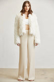 Women Shaggy Faux Fur Jacket | Open Front Long Sleeve Winter Coat with Quilted Lining