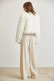 Women Shaggy Faux Fur Jacket | Open Front Long Sleeve Winter Coat with Quilted Lining