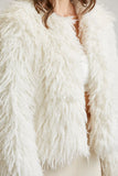 Women Shaggy Faux Fur Jacket | Open Front Long Sleeve Winter Coat with Quilted Lining