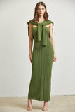 Green Sleeveless Knit Dress Front View