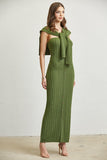 Green Sleeveless Knit Dress Side View